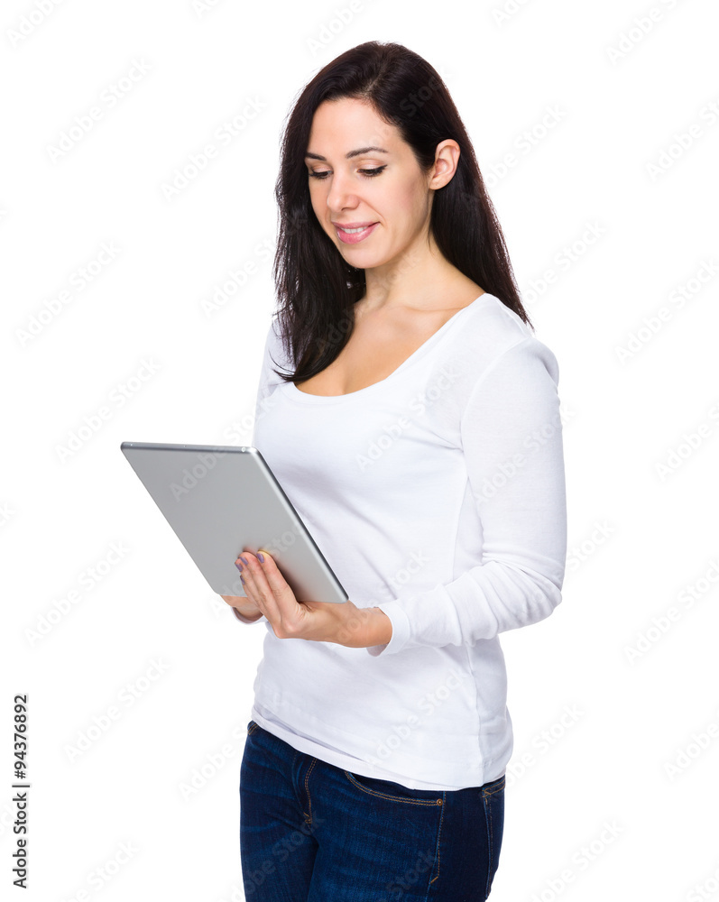 Woman use of the tablet pc Woman use of the tablet pc