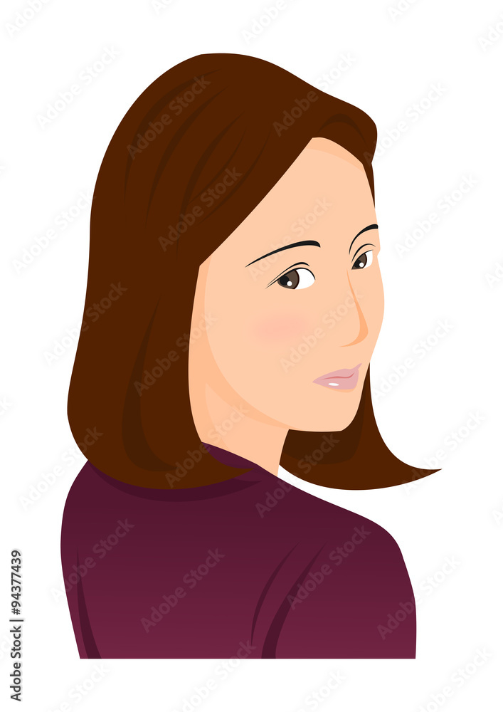 ふり向く女性 ワインレッド ふり向く女性 ワインレッド