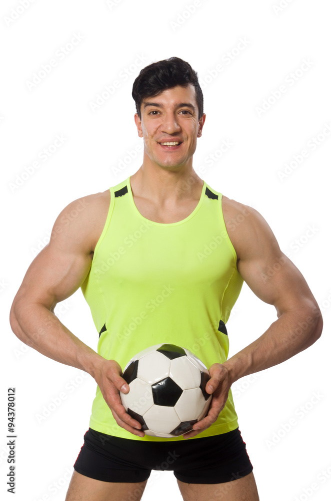 Man with football isolated on white Man with football isolated on white