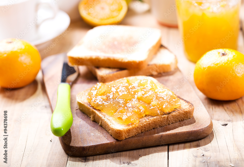 toast with orange mandarin marmalade with fresh fruits toast with orange mandarin marmalade with fresh fruits