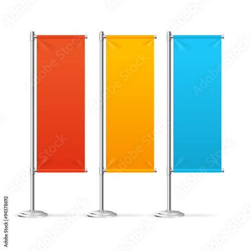 Blank Banner Flags Colorful Set. Vector