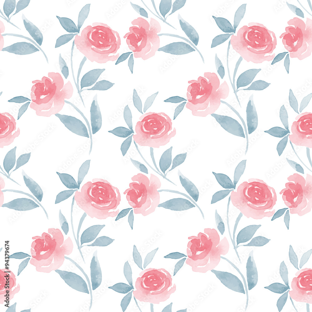 Pattern of Roses. Watercolor background 7 in vector