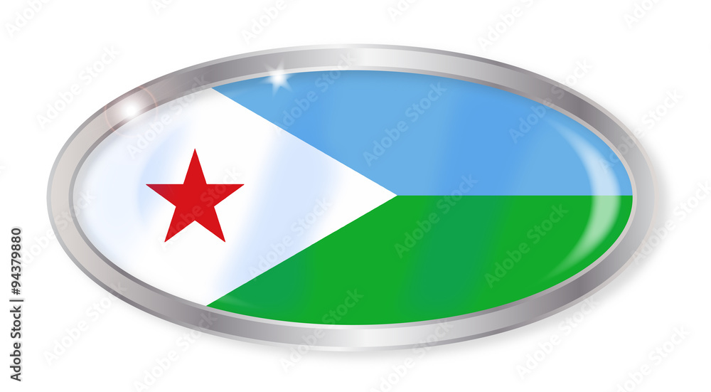Djibouti Flag Oval Button Djibouti Flag Oval Button