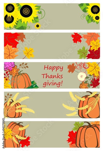 Autumnal banners for thanksgiving day
