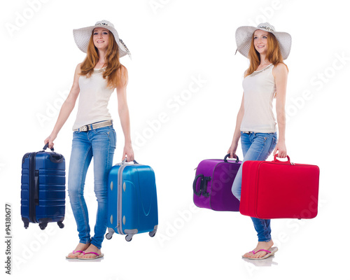 Set of photos with woman travelling