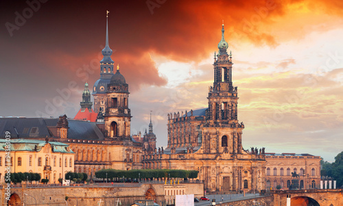 Dresden panorama at sunset, Germany