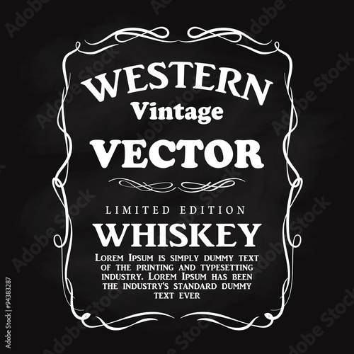 Western design frame flourish hand drawn label blackboard vintag