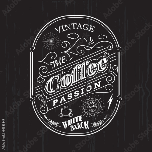 Vintage frame border coffee label design badge elements vector