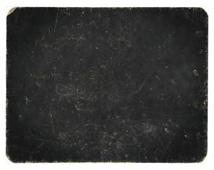 Vintage banner, blackboard or background isolated on white with clipping path, rich grunge texture, antique paper mounted onto cardboard, hi res.