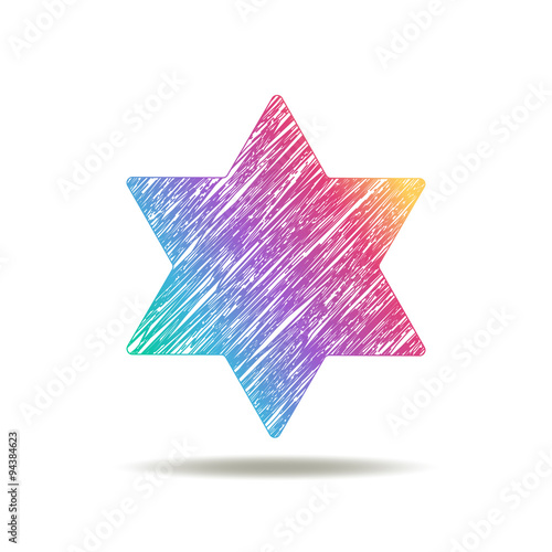 Star of David painted logo. colors of rainbow