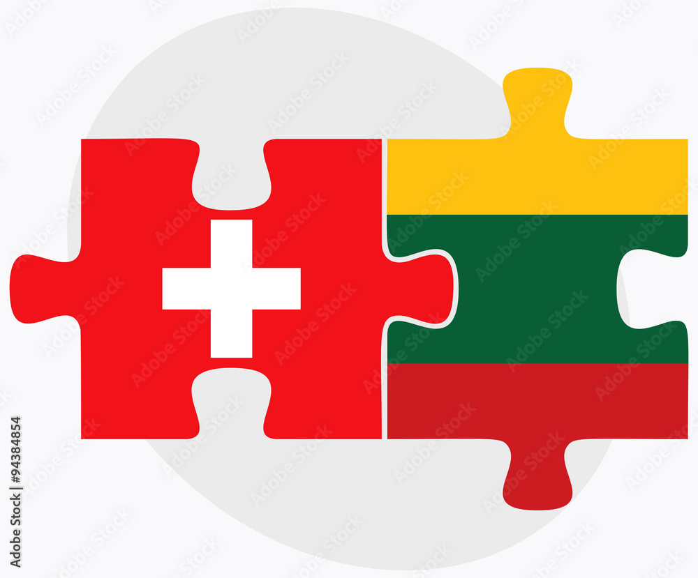 Obraz premium Switzerland and Lithuania Flags