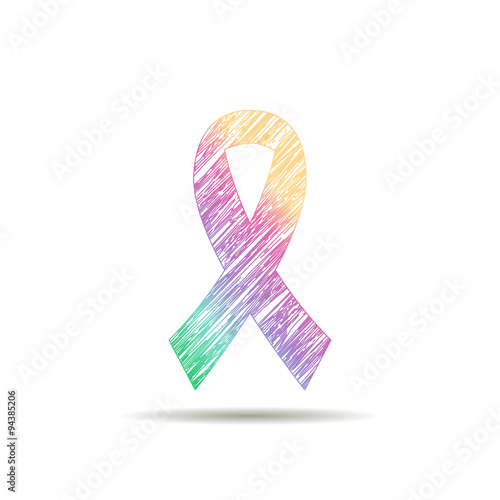 Ribbon logo painted in the colors of the rainbow