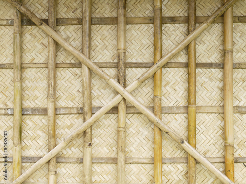 Bamboo weave wall of the traditional house in Thailand