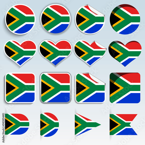 Set of South Africa flags in a flat design