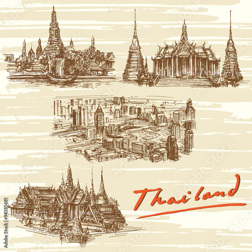 Thailand, Bangkok - hand drawn set