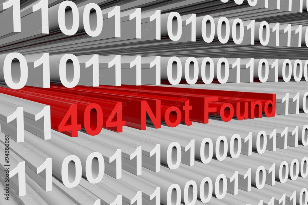 404 Not Found is presented in the form of binary code