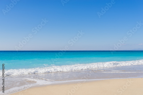 Beautiful summer white Porto Katsiki beach on Ionian Sea Lefkada