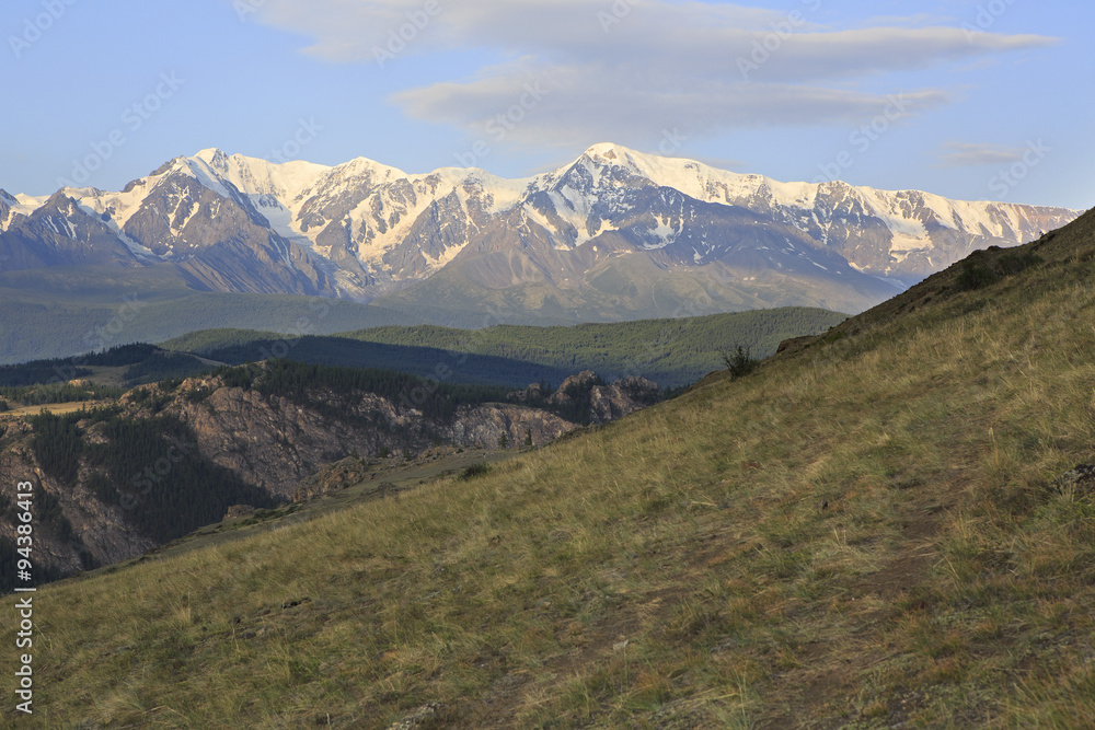 Kurai steppe and North Chuya ridge at dawn.