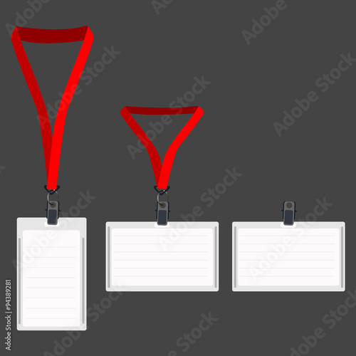 Three white lanyard with red holder
