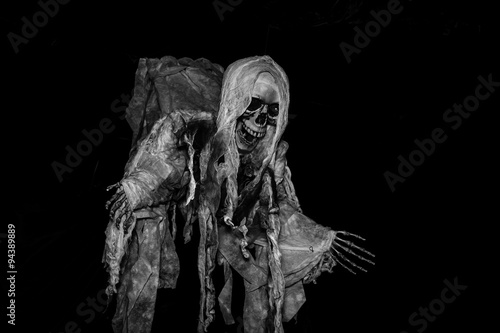 Fototapeta Naklejka Na Ścianę i Meble -  mid air float skeleton, Ghost on halloween
