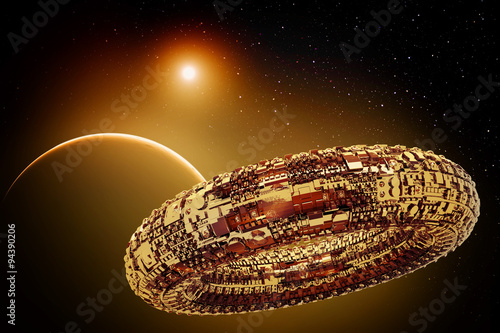 Fictional universe with space ship