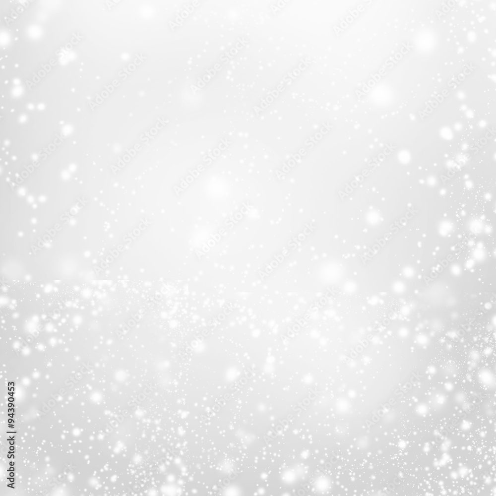Abstract  Silver Christmas Background with white  lights. Festiv