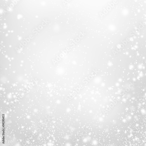 Abstract Silver Christmas Background with white lights. Festiv