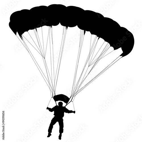 Skydiver, silhouettes parachuting vector 