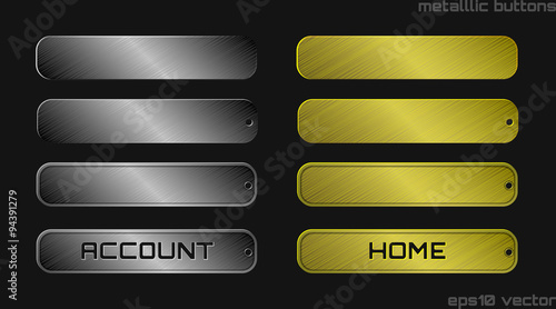 illustration of steel and golden metallic web buttons photo