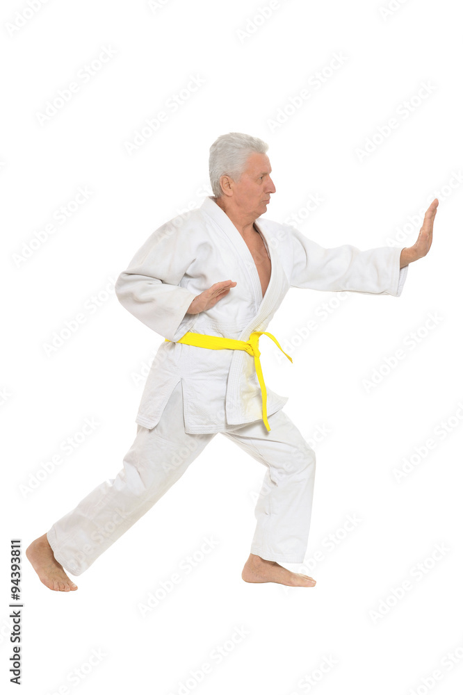 Senior man in karate pose