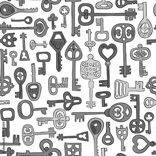 hand drawn vintage keys
