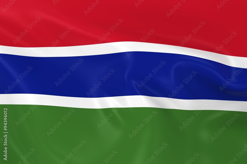 Waving Flag of Gambia - 3D Render of the Gambian Flag with Silky Texture Waving Flag of Gambia - 3D Render of the Gambian Flag with Silky Texture