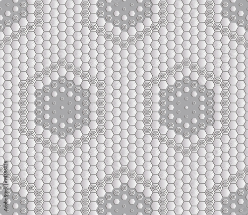 Seamless abstract tile background - hexagons. The color of the metal midtone. Vector illustration. photo