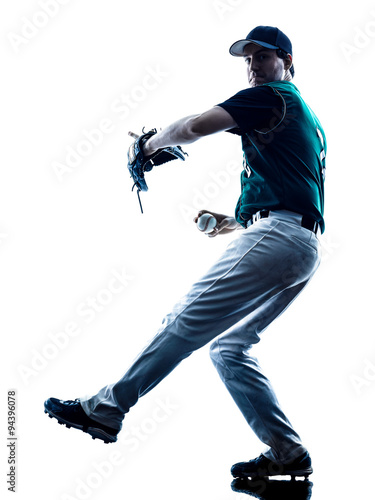 Canvas Print man baseball player silhouette isolated