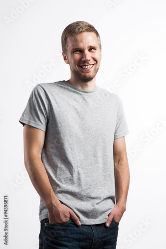 Portrait of a laughing man in a T-shirt