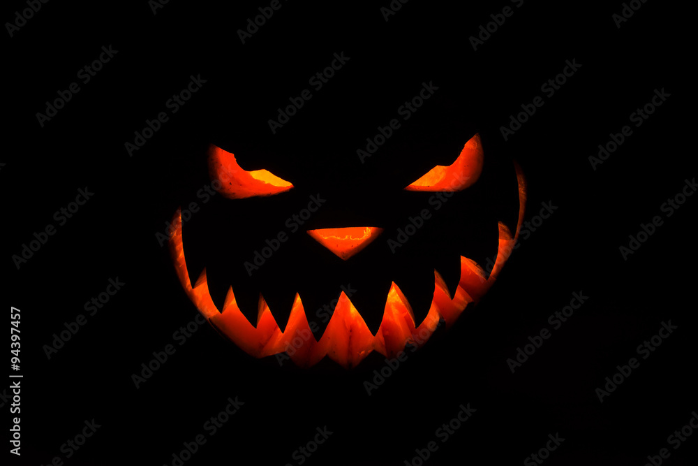 Spooky Halloween pumpkin in the dark