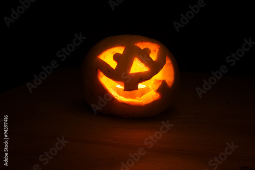 Funny halloween pumpkin in dark