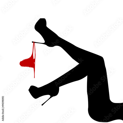 women's leg with panties hanging on it