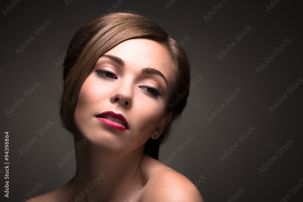 Sexy beautiful woman isolated on grey