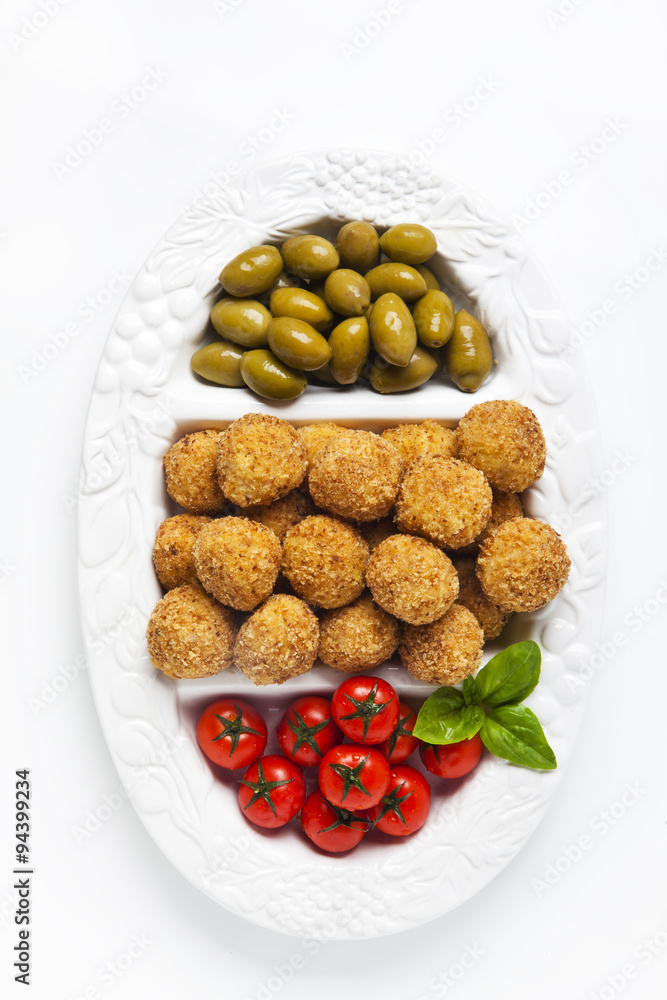 Healthy Italian Appetizer with Risotto Balls Arancini , green Ol Healthy Italian Appetizer with Risotto Balls Arancini , green Ol