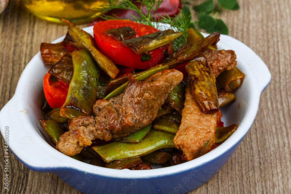 Stir fried pork with vegetables Stir fried pork with vegetables