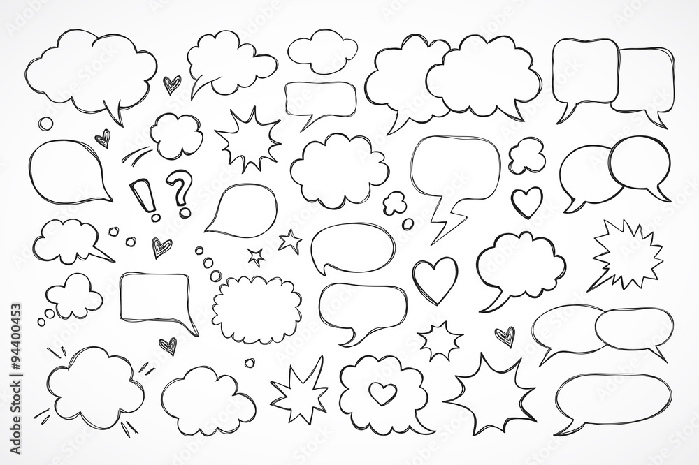 Hand drawn thought and speech bubbles and balloons Hand drawn thought and speech bubbles and balloons