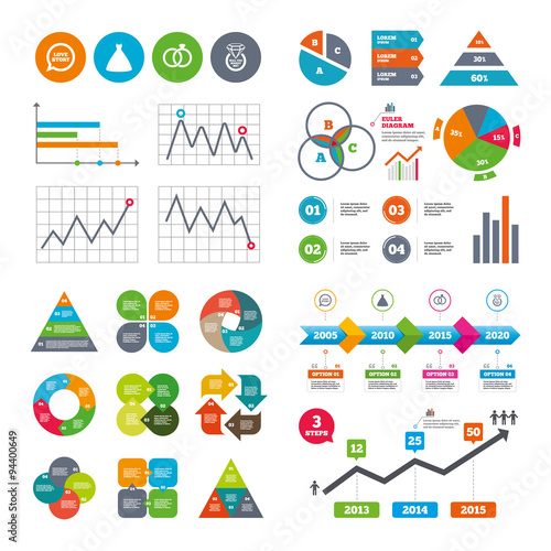 Wedding dress icon. Bride and groom rings symbol