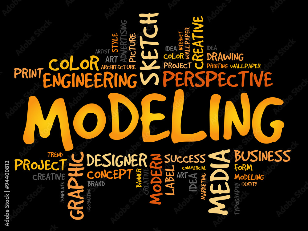 Obraz premium MODELING word cloud, business concept