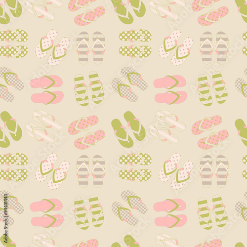 Seamless pattern of flip flops in vintage style