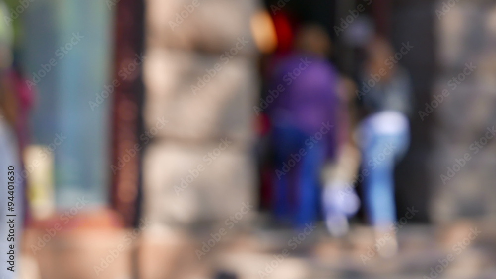 City street blurred scene with people. 4K ( 3840x2160) panorama. City street blurred scene with people. 4K ( 3840x2160) panorama.