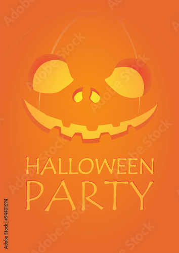 Halloween party carved face orange background