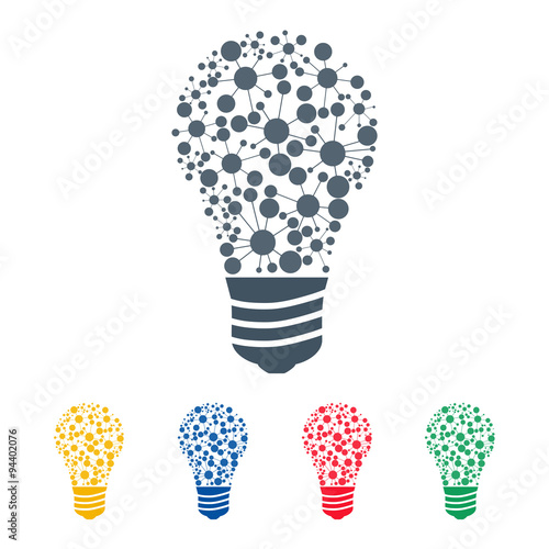bulb icons set with molecules on the white background