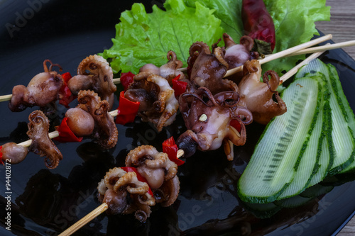 Baby octopus bbq