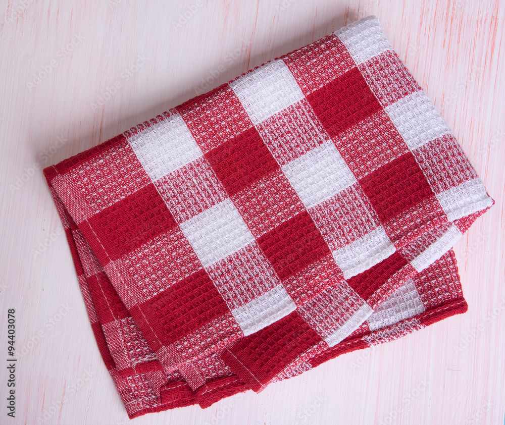 Folded red-white Towel